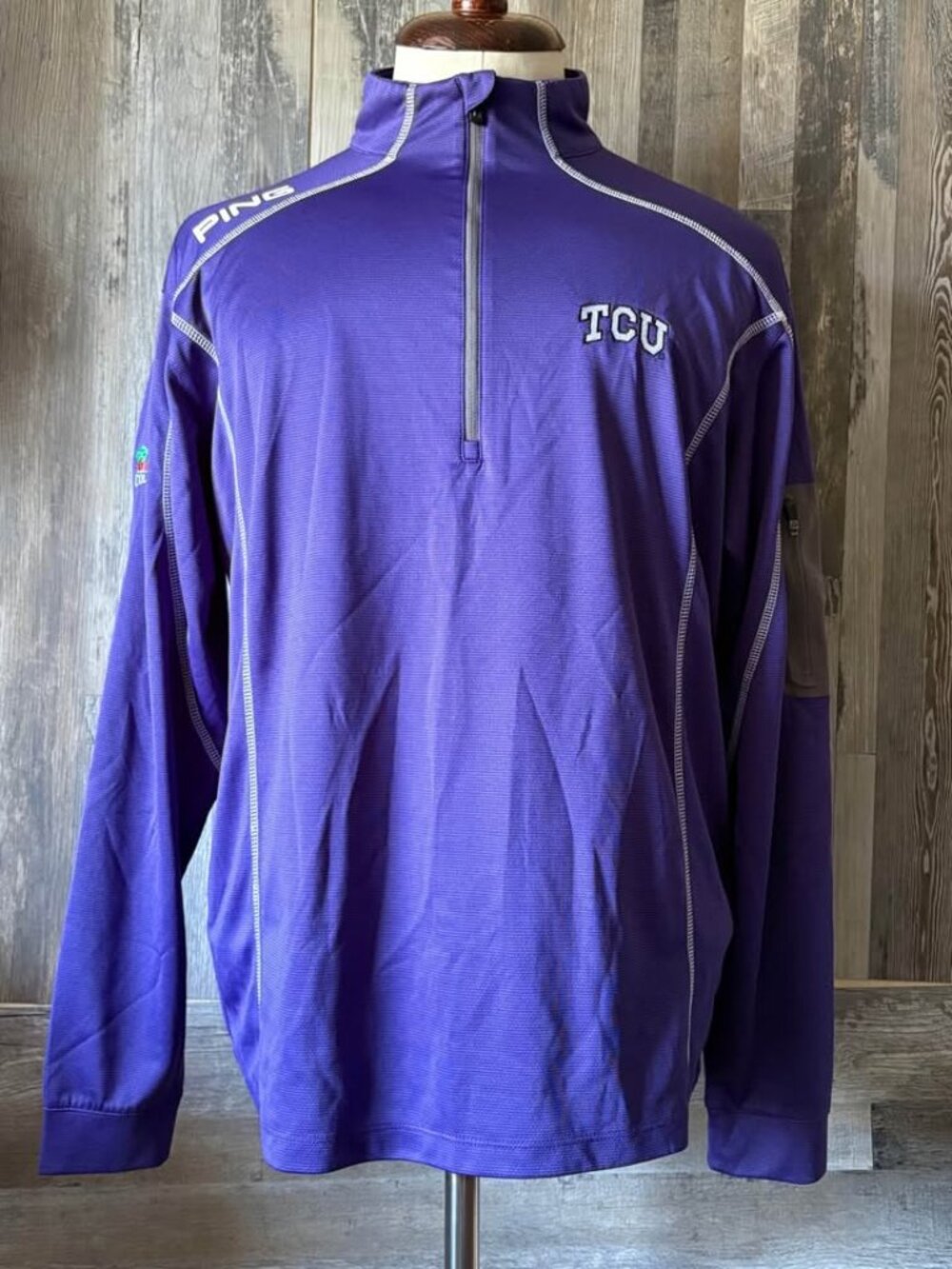NCAA Men's PING Golf Purple TCU Horned Frogs Colonial Golf Omni-Wick 1/4 zip